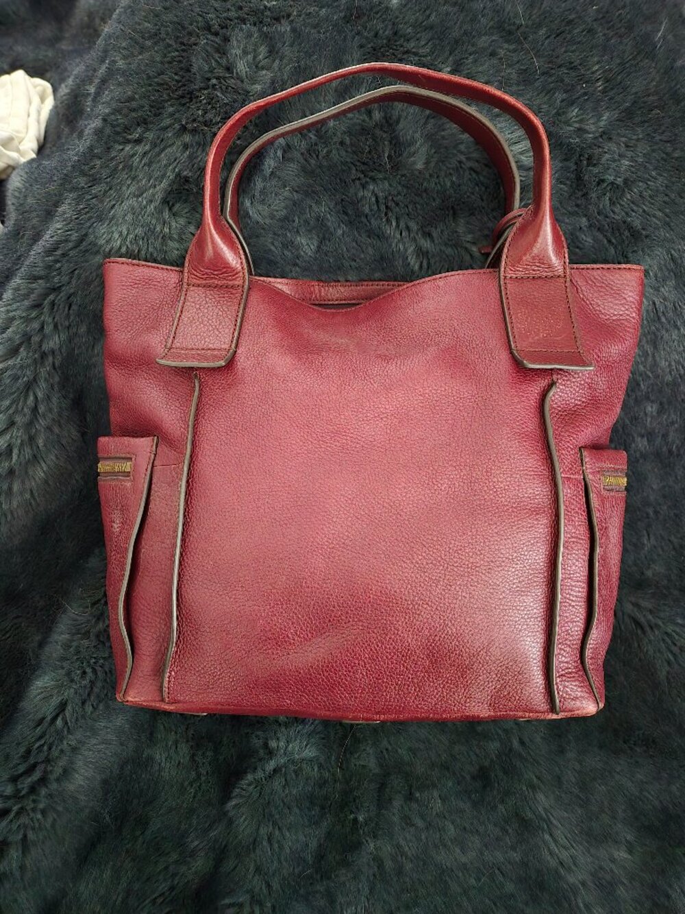 Fossil Emmerson Leather Tote Handbag Burgundy - Picture 2 of 5